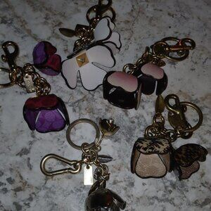 COACH Set of 6 Tea Rose Bag Charms/Key Chains